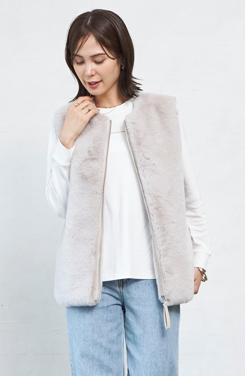 GELLI(ジェッリ) ムートン ベスト ムートン ジレ グレージュ GELLI(ジェッリ) ムートン ベスト ムートン ジレ グレージュ