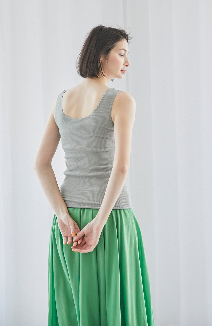 オーガニックコットンサーキュラージャージーカップ付タンクトップ