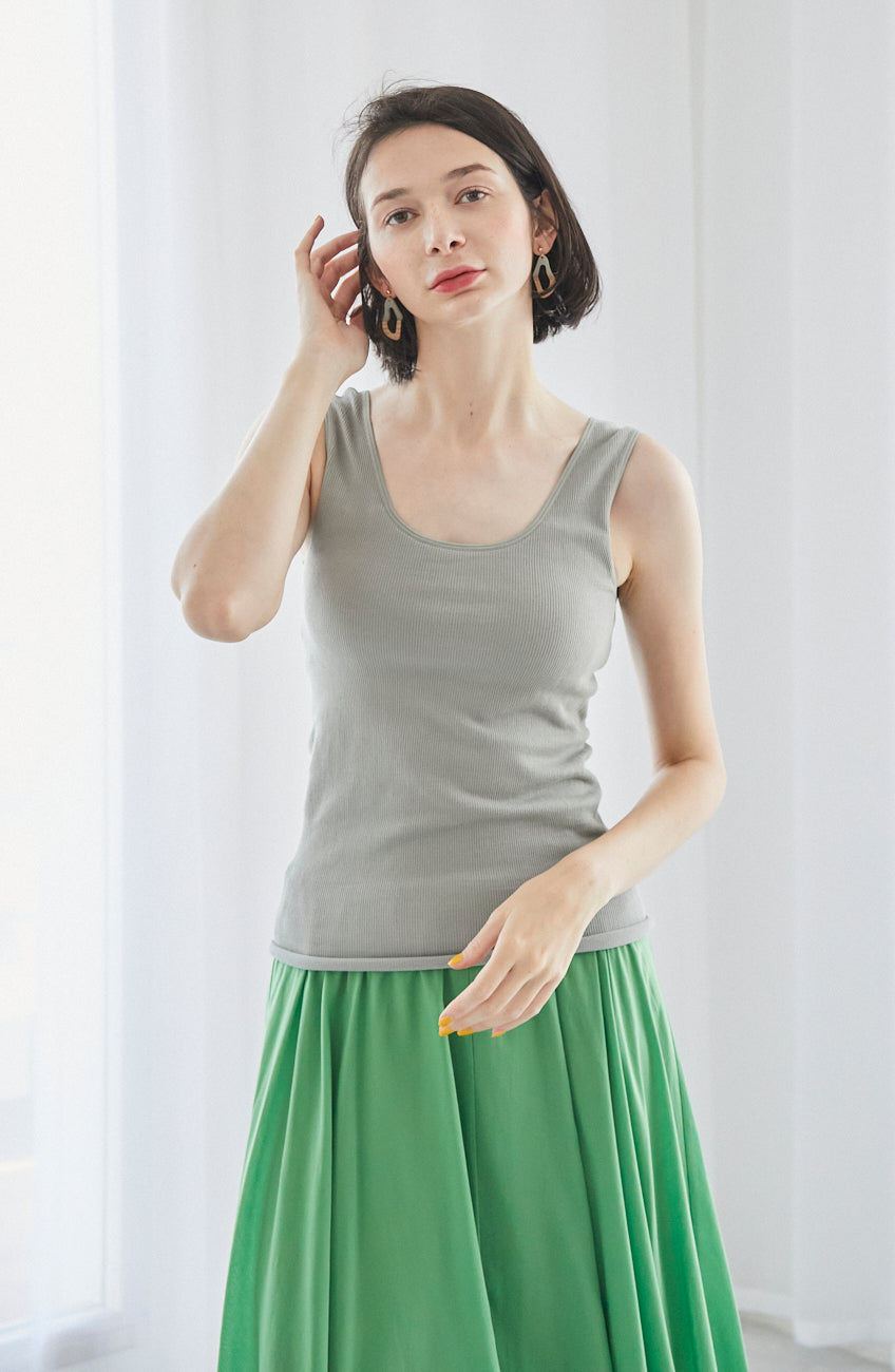 オーガニックコットンサーキュラージャージーカップ付タンクトップ