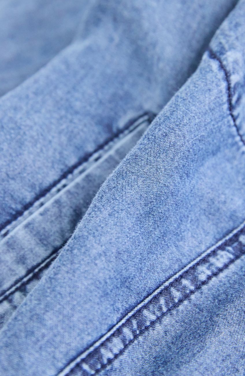 パウダーシルクデニムステンワイドスリーブジャケット