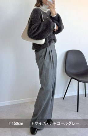 ダブルフェイスシャギーランタンスリーブプルオーバー