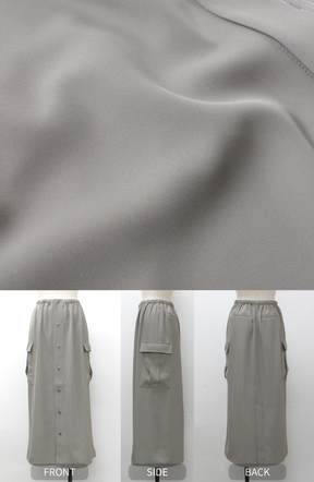 クレープドットボタンスカート