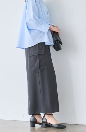 クレープドットボタンスカート