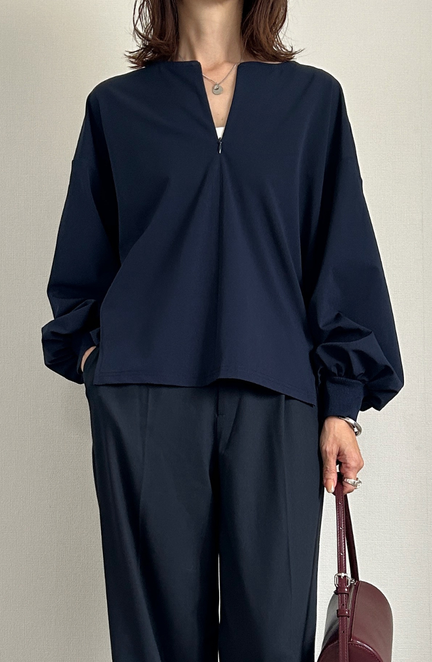 [acoさんコラボ] CICA配合サークルストレッチコクーンシルエットプルオーバー