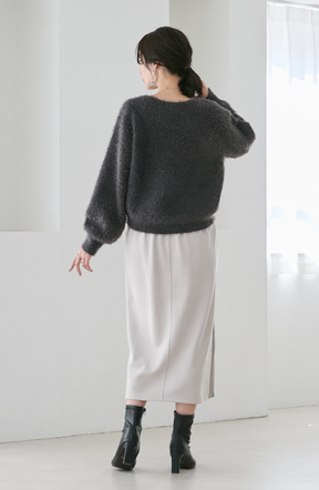 ダブルフェイスシャギーランタンスリーブプルオーバー