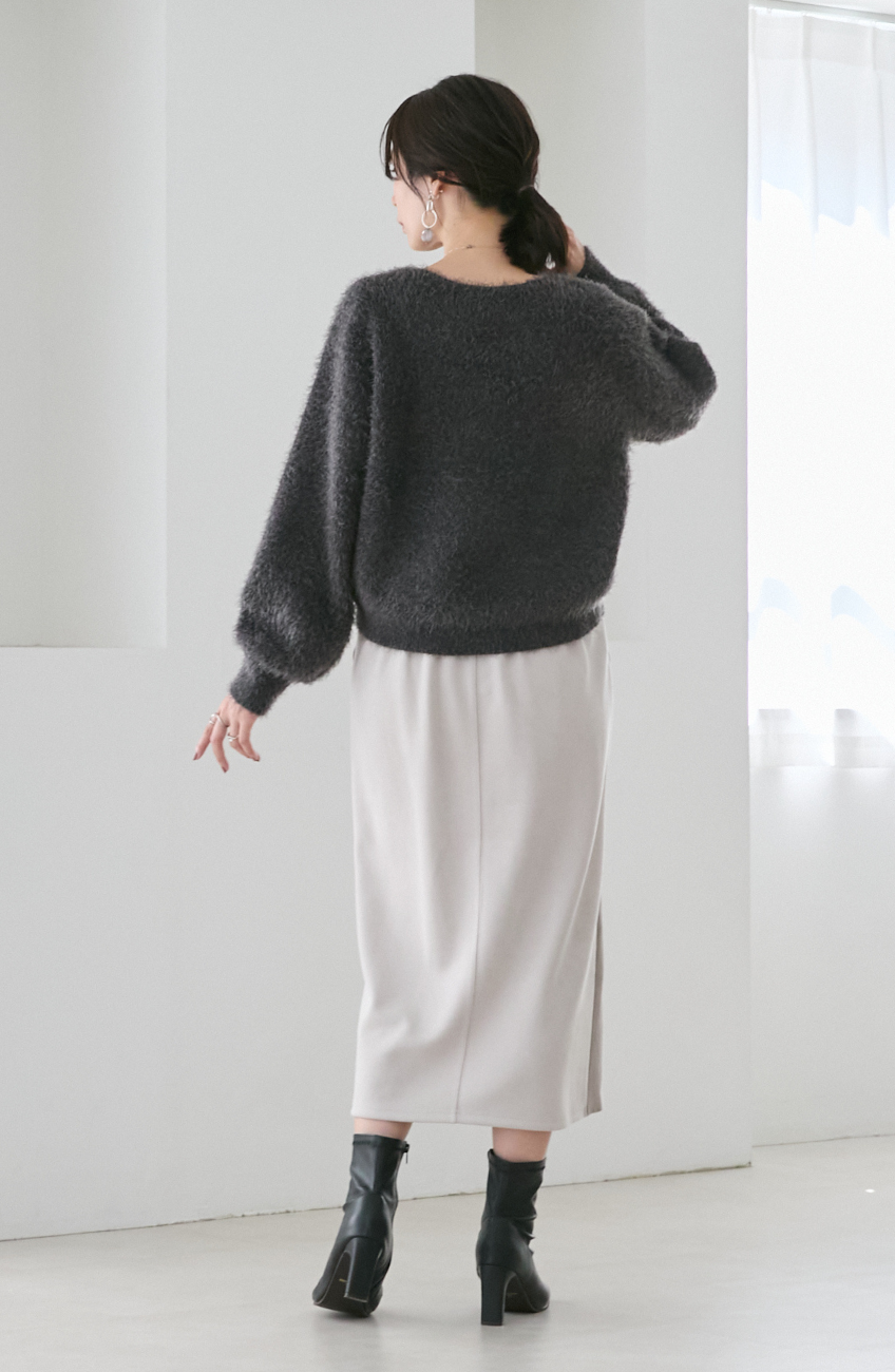 ダブルフェイスシャギーランタンスリーブプルオーバー