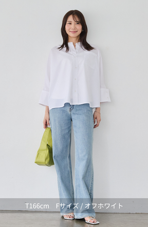 [acoさんコラボ] ノーカラーダブルカフスブラウス