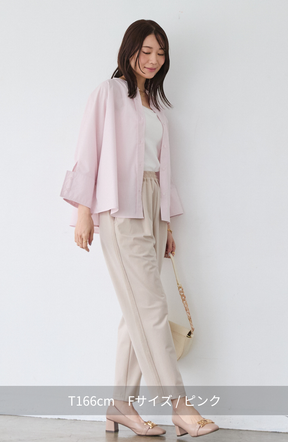 [acoさんコラボ] ノーカラーダブルカフスブラウス