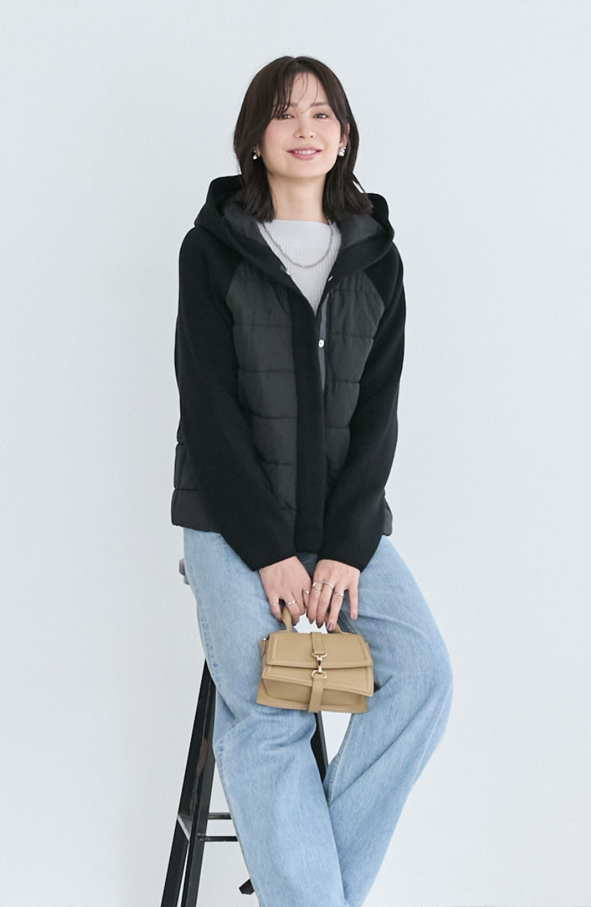 中綿×ニット切替ジャケット