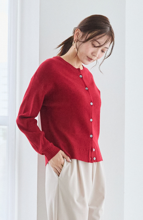 ウォッシャブルバイヤスリブカーディガン