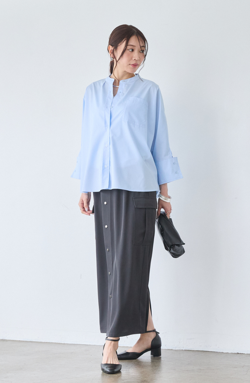 クレープドットボタンスカート