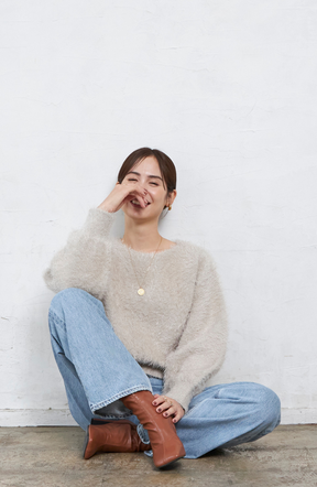 ダブルフェイスシャギーランタンスリーブプルオーバー