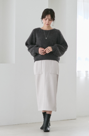 ダブルフェイスシャギーランタンスリーブプルオーバー