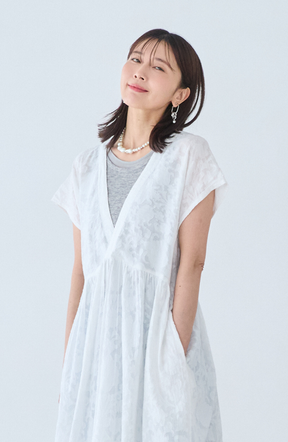 シアーフライス×チュールレイヤードタンクトップ