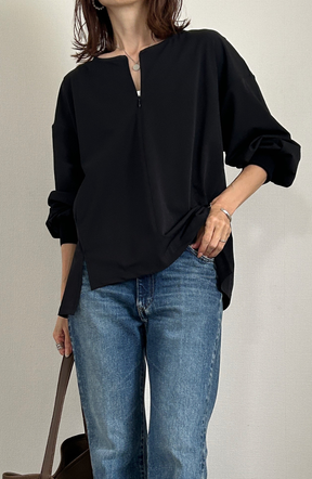 [acoさんコラボ] CICA配合サークルストレッチコクーンシルエットプルオーバー