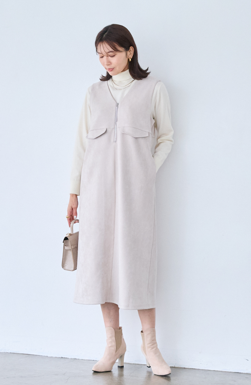 スエード2WAYジップジャンスカ