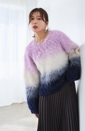 ウールブラッシュグラデーションプルオーバー