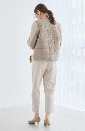 中綿×ニット切替ノーカラージャケット