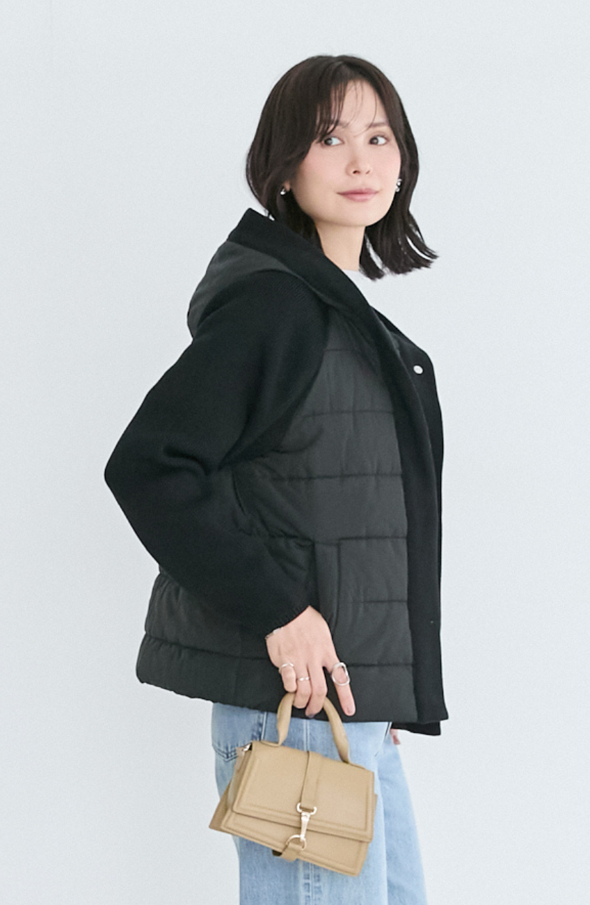 中綿×ニット切替ジャケット