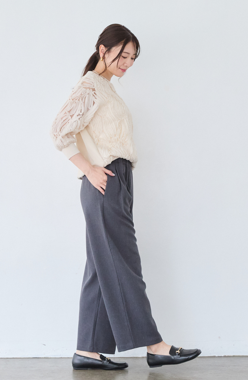 メランジゆるテーパードパンツ