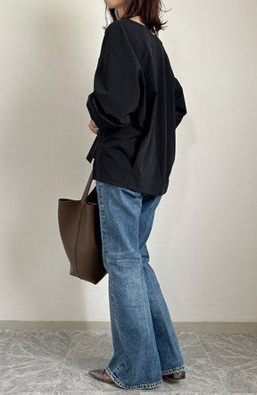 [acoさんコラボ] CICA配合サークルストレッチコクーンシルエットプルオーバー