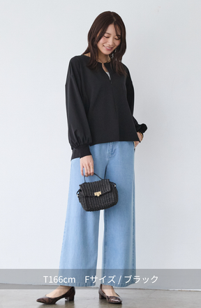 [acoさんコラボ] CICA配合サークルストレッチコクーンシルエットプルオーバー