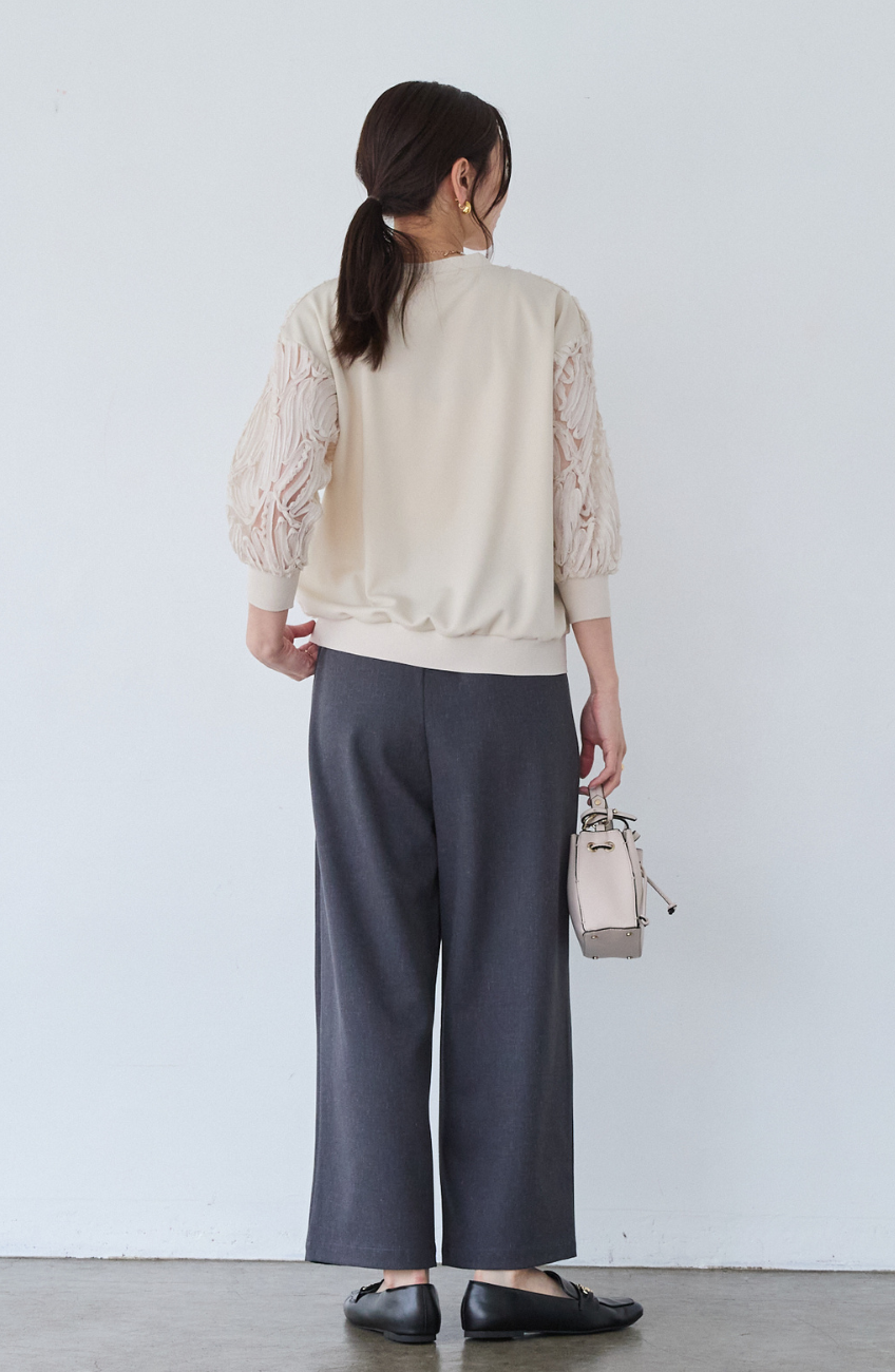 メランジゆるテーパードパンツ