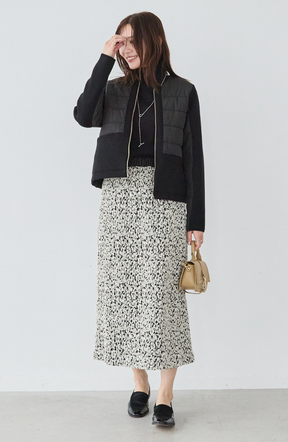 中綿×ニット切替ノーカラージャケット