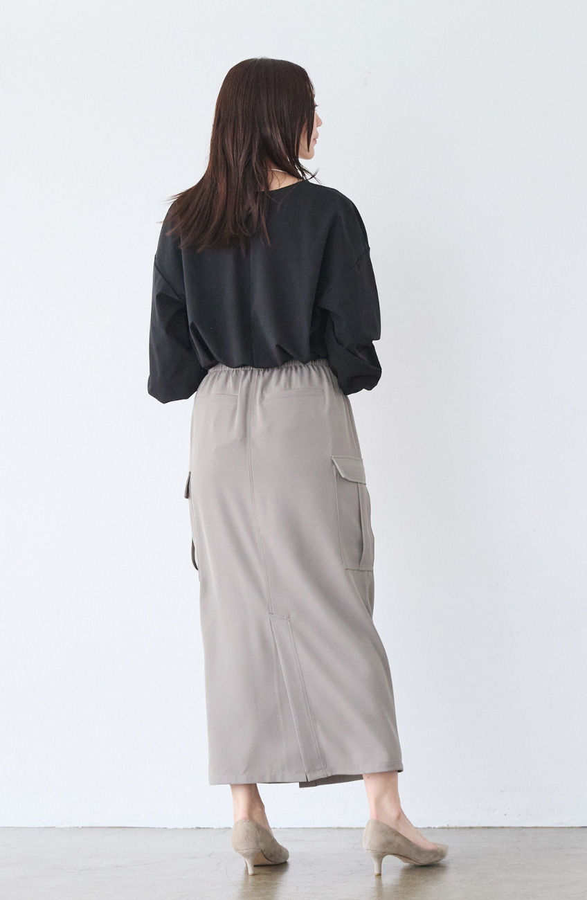 クレープドットボタンスカート