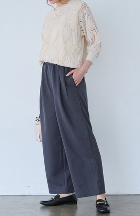 メランジゆるテーパードパンツ
