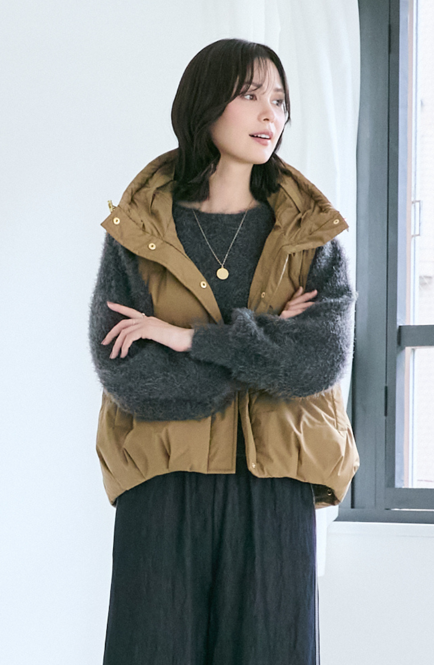 ダブルフェイスシャギーランタンスリーブプルオーバー