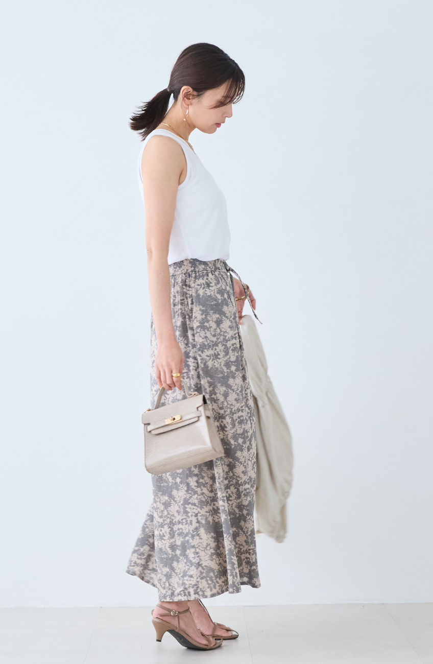 シアーフライス×チュールレイヤードタンクトップ