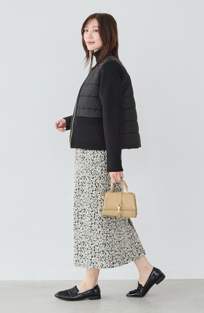 中綿×ニット切替ノーカラージャケット