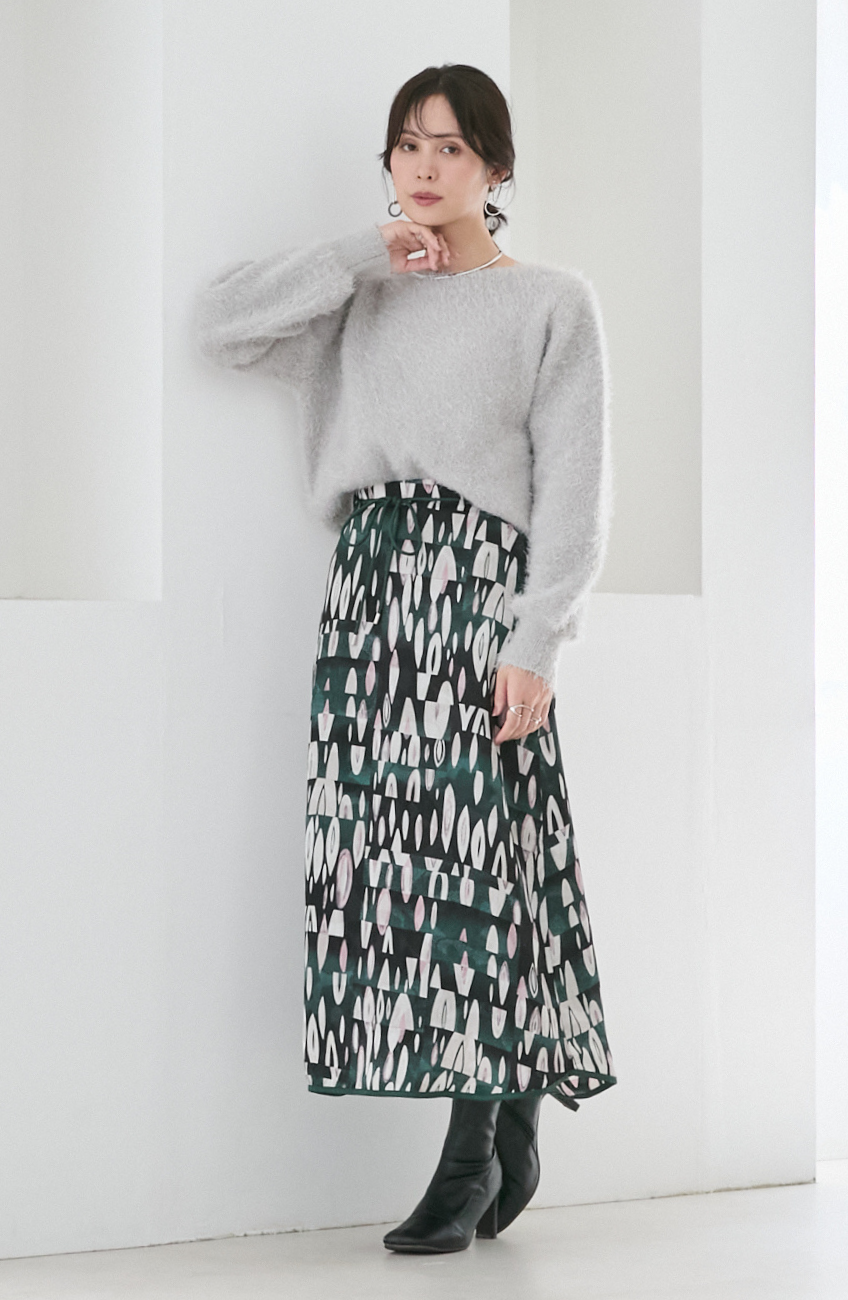 ダブルフェイスシャギーランタンスリーブプルオーバー