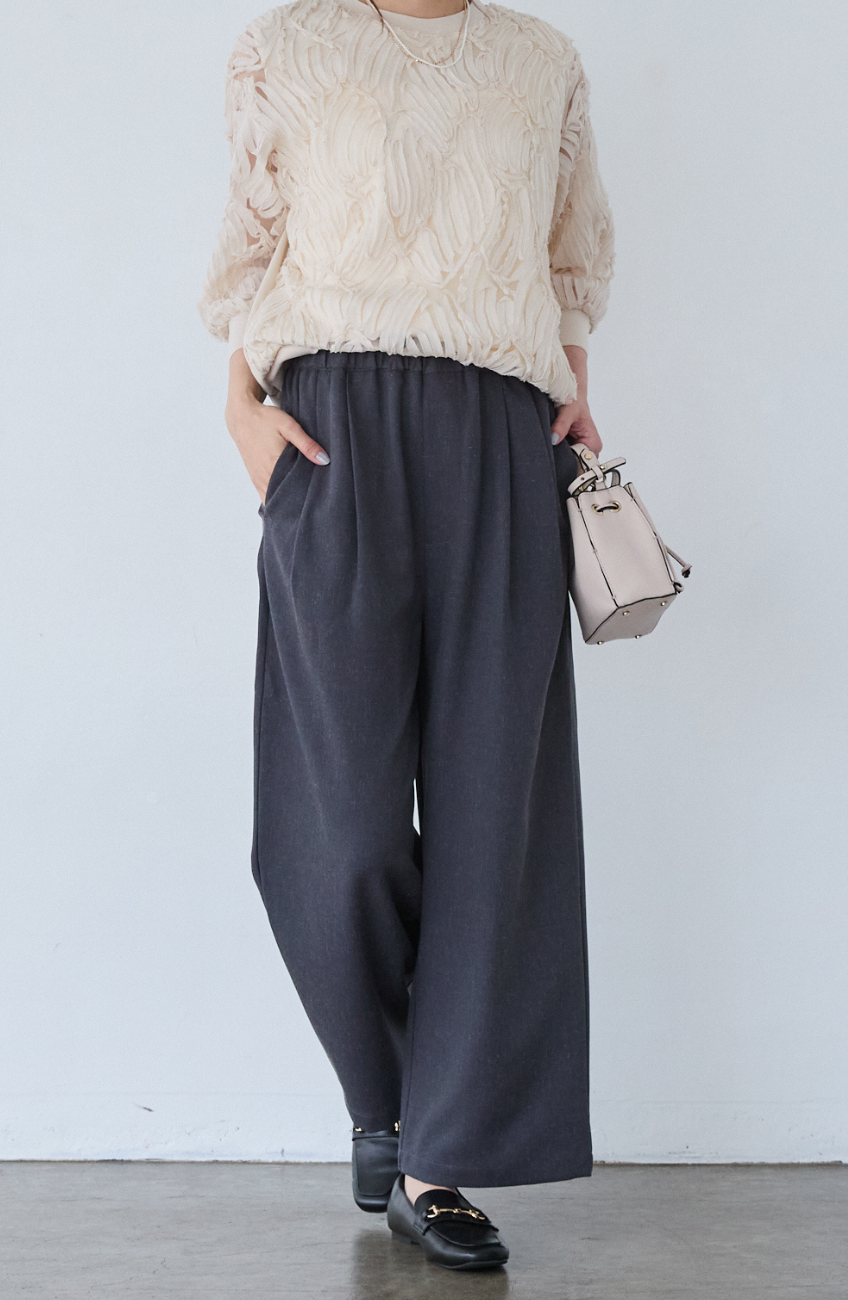 メランジゆるテーパードパンツ