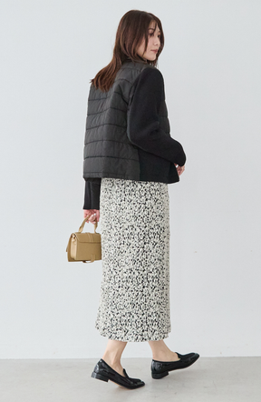 中綿×ニット切替ノーカラージャケット