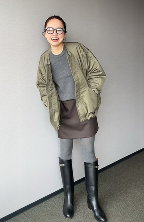 [春名 亜美さんコラボ] フリルカラー2WAYダウンジャケット