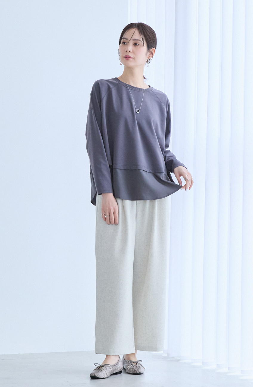 メランジゆるテーパードパンツ