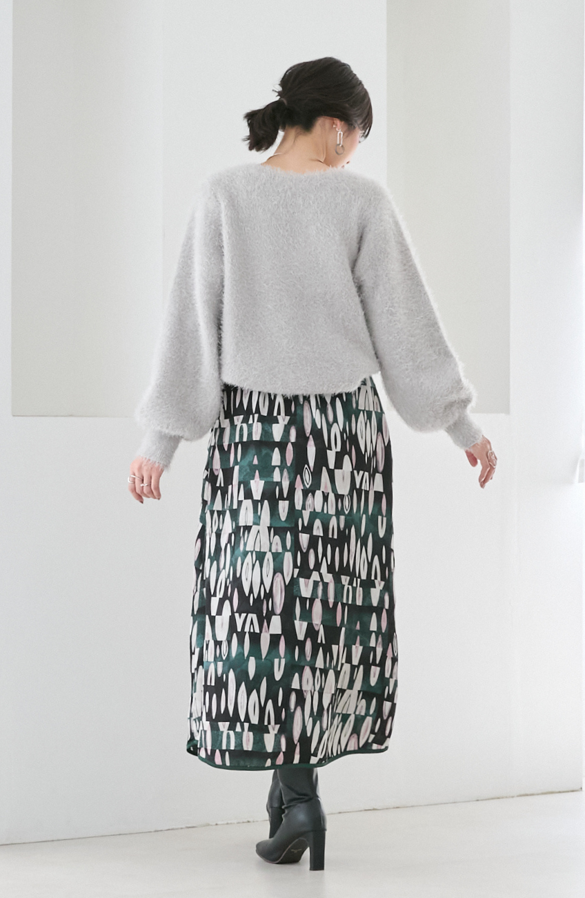 ダブルフェイスシャギーランタンスリーブプルオーバー