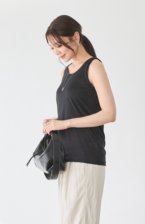 シアーフライス×チュールレイヤードタンクトップ