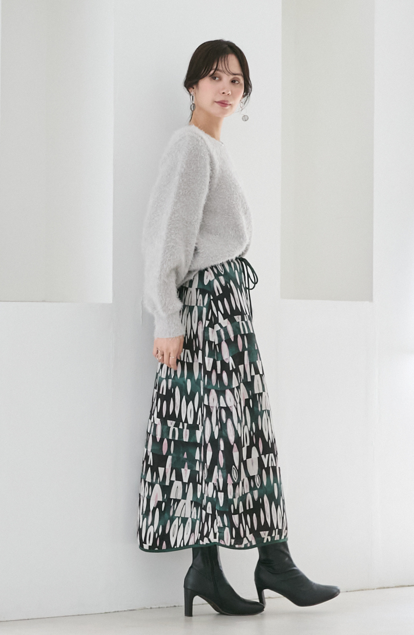 ダブルフェイスシャギーランタンスリーブプルオーバー