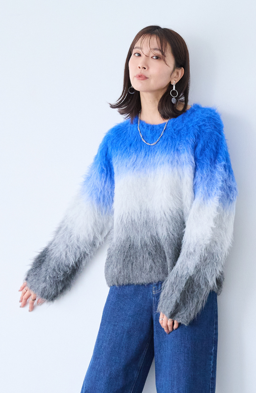 ウールブラッシュグラデーションプルオーバー