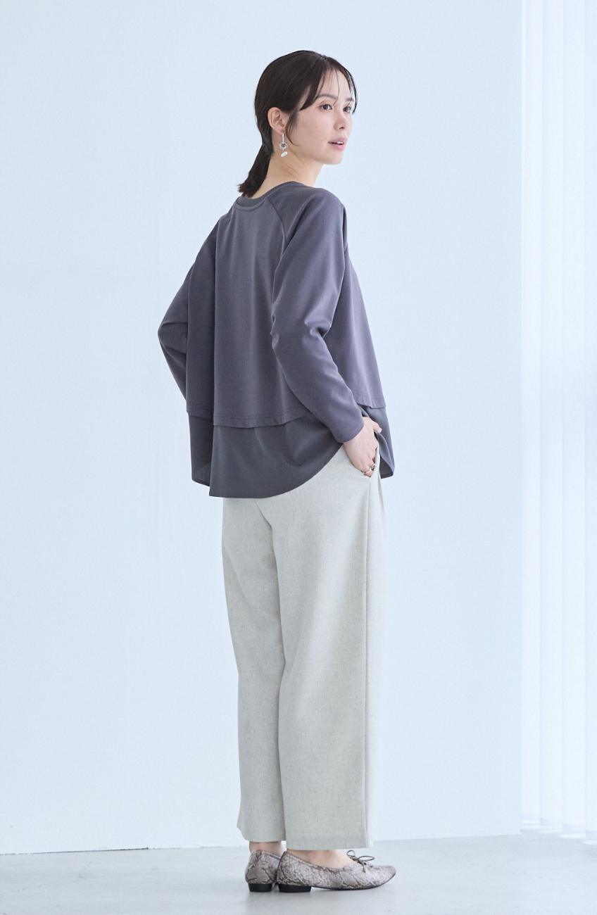 メランジゆるテーパードパンツ