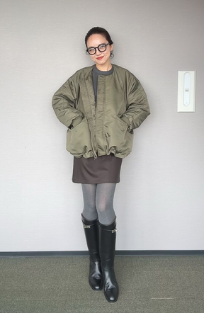 [春名 亜美さんコラボ] フリルカラー2WAYダウンジャケット