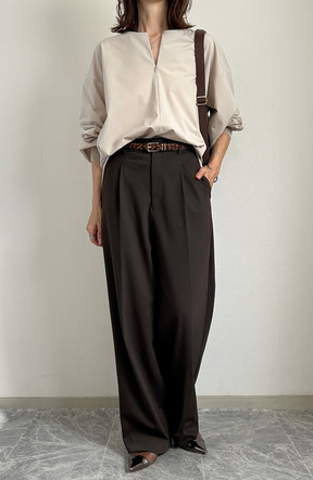 [acoさんコラボ] CICA配合サークルストレッチコクーンシルエットプルオーバー