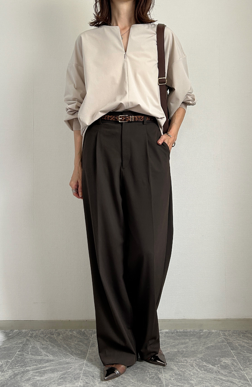 [acoさんコラボ] CICA配合サークルストレッチコクーンシルエットプルオーバー