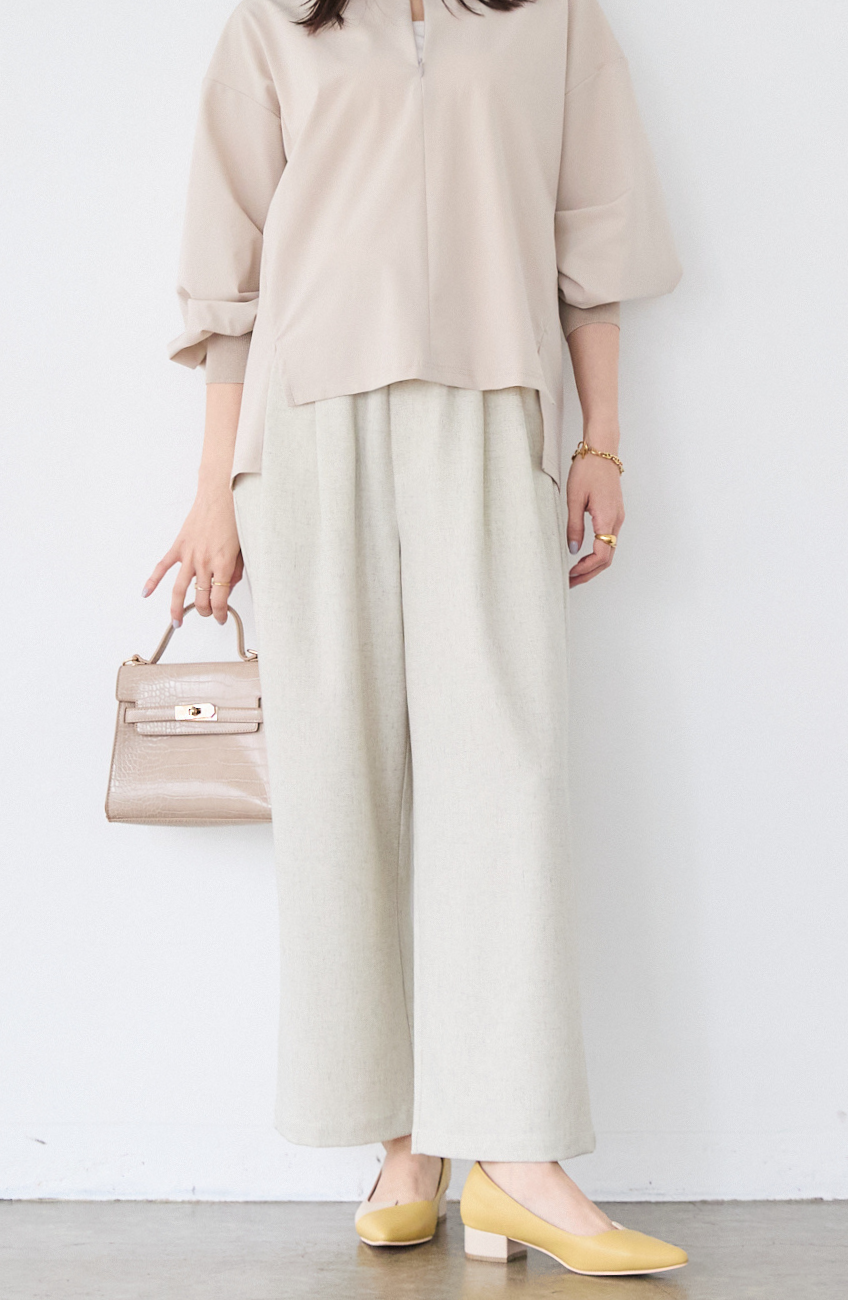 メランジゆるテーパードパンツ