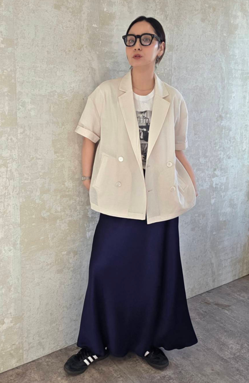 [コーデSET] [Chiharuさんコラボ] ドライエステルジャケット＋バイヤスサテンナロースカート