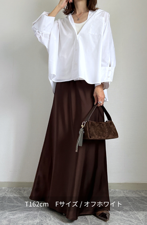 [acoさんコラボ] ノーカラーダブルカフスブラウス