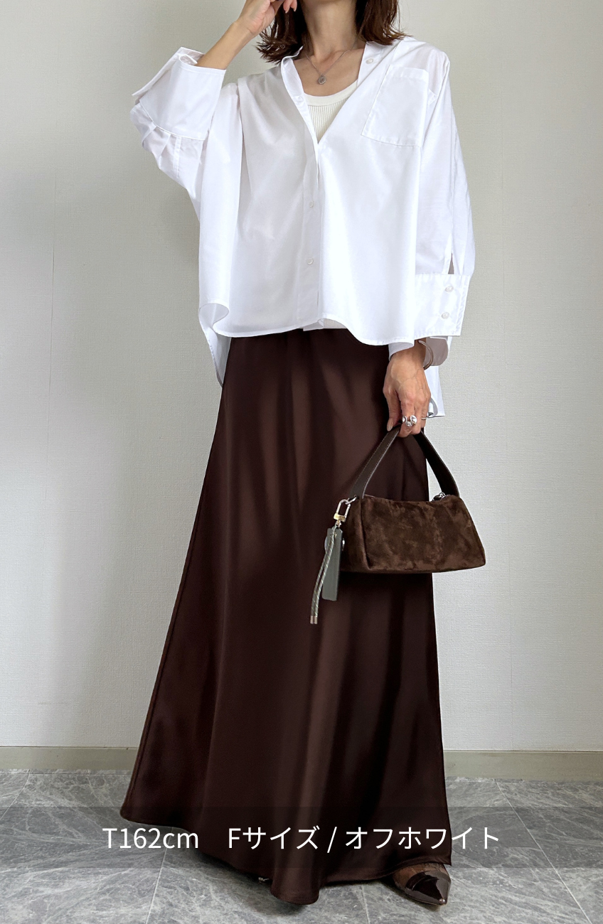 [acoさんコラボ] ノーカラーダブルカフスブラウス